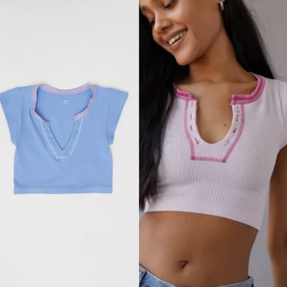 ISO -not for sale- URBAN OUTFITTERS GO FOR GOLD TOPS (BLUE & LILAC) XS/S